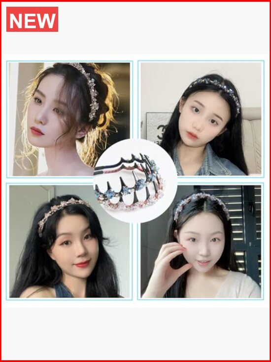 Rhinestone Tooth Comb Headband Anti Slip Hair Hoop for Women main image 4